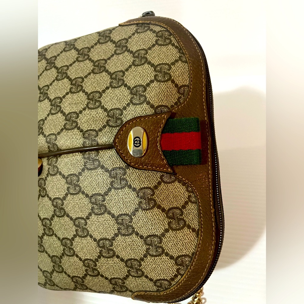 Authentic Gucci Dark Brown canvas cross body bag - Picture 3 of 7